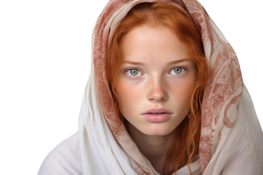 Realism style young woman wearing realistic makeup Wear realistic clothes, Isolated on transparent background.