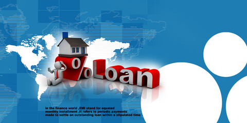 3D rendering house loan concept
