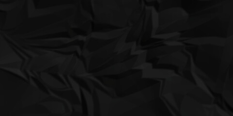 Dark black crumple paper wrinkled poster template ,blank glued creased paper texture background. black paper crumpled backdrop background. used for cardboard.