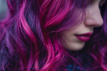 A sensual whirl of magenta hair, the image captures the lively essence of modern hair coloring, ideal for style-forward projects.