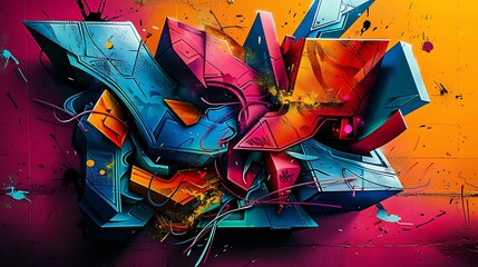 Exploding geometry as abstract graffiti art background