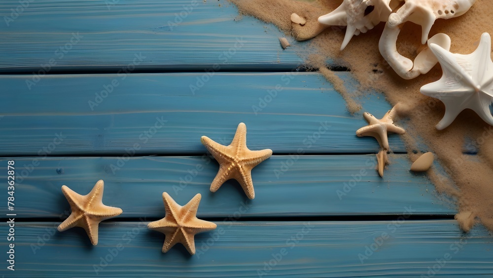 Wall mural starfish and shells, ai generated