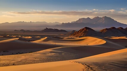 Fototapeta na wymiar sunset in the mountains of a saharian landscape