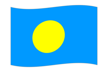 Waving flag of the country Palau. Vector illustration.