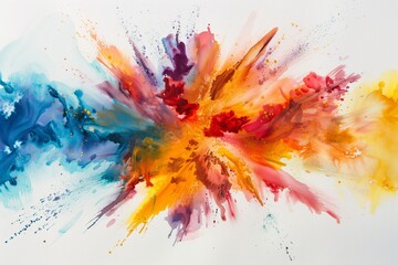 An explosion of different colors from a single point on a white background