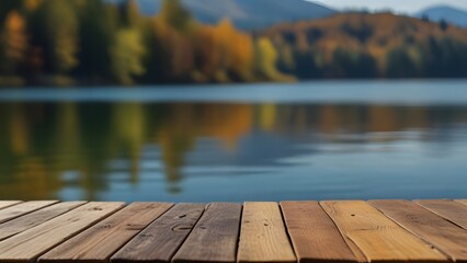wooden pier on lake, ai generated