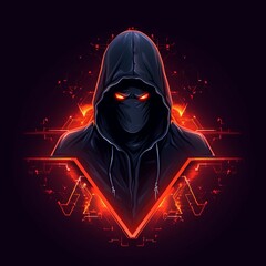 Fototapeta na wymiar AI generated illustration of a mysterious hooded glowing figure on a dark background