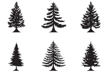 set of christmas trees