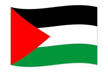 Waving flag of the country Palestine. Vector illustration.