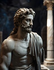 Fototapeta na wymiar Greek mythology, Greek statue, stoic marble statue