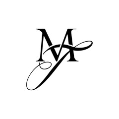Initial Mixed Letter Logo. Logotype design. Simple Luxury Black Flat Vector MT