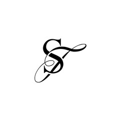Obraz premium Initial Mixed Letter Logo. Logotype design. Simple Luxury Black Flat Vector ST