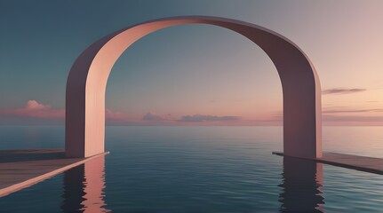 3d render abstract zen seascape background nordic surreal scenery with geometric.generative.ai