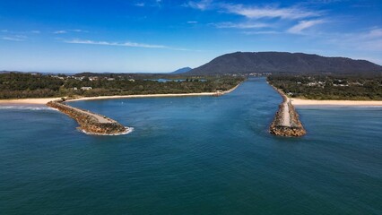 Picturesque view of Camden Haven Inlet with a port in NSW, Australia
