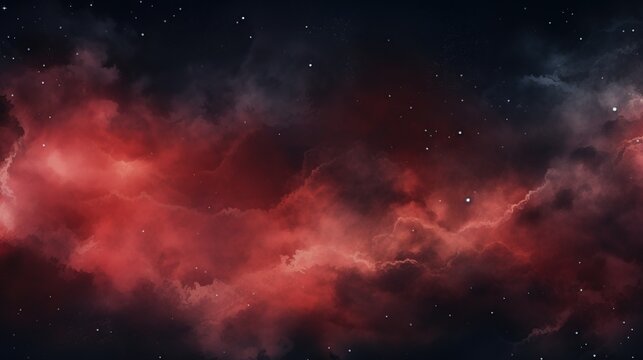 Abstract black and dark red dramatic night sky with clouds. Fantastic red sunset background.