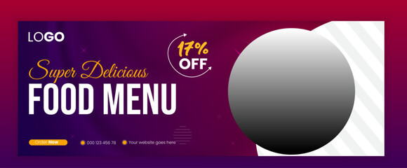 Food Facebook cover design for restaurant business ads and marketing promotion, timeline cover template, social media header post, web banner template with editable vector