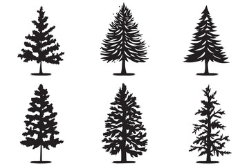 Fototapeta premium set of silhouettes of trees