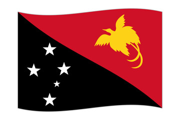 Waving flag of the country Papua New Guinea. Vector illustration.