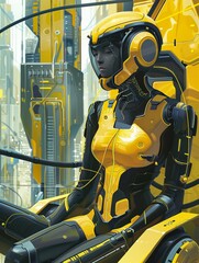 Incorporate the color yellow in a piece inspired by sodium, Futuristic , Cyberpunk