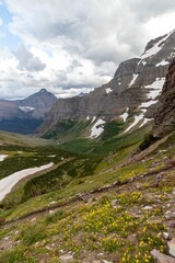 Beautiful view of mountains in Glacier national park in Montana