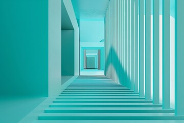 Create a minimalist composition using straight lines in turquoise, abstract  , background