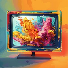 tv screen. with colorful abstraction. sketch art for artist creativity and inspiration