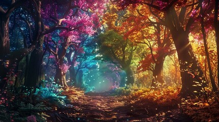 Obraz na płótnie Canvas The magical lighting and colorful trees 