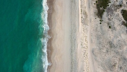Aerial view of the beautiful sandy beach of Ocean City, Maryland