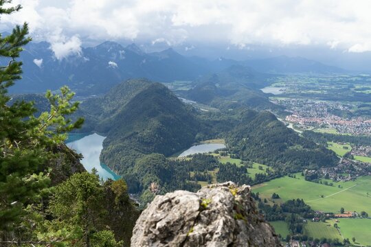 Traunsee Lake and Laudachsee Lake between mountains in the Salzkammergut, Upper Austria