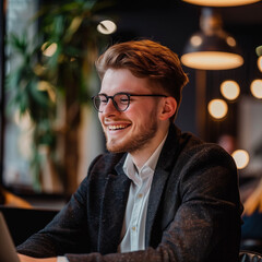 portrait of a man in cafe