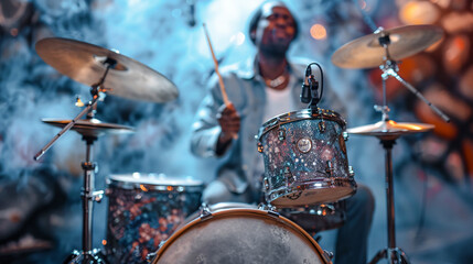 Fototapeta premium Independent Jazz Musicians Playing Solo Instruments Digital Art Wallpaper Background Backdrop