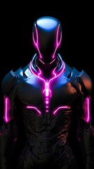 A futuristic knight with intricate glowing patternstechnologysci fineon