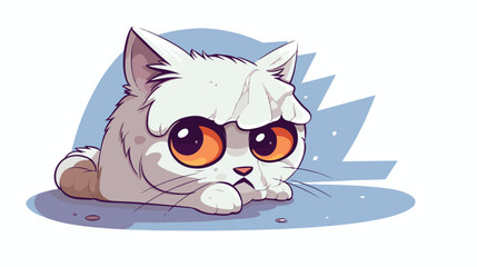 A cat with a damaged eye 2d flat cartoon vactor illustration