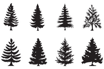 set of christmas trees