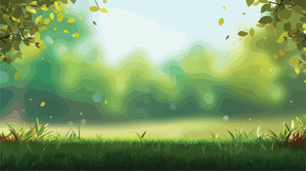 A fresh spring sunny garden background of green gra - obrazy, fototapety, plakaty
