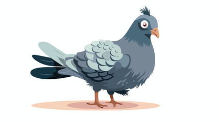 Fototapeta premium A gray pigeon with messy feathers 2d flat cartoon v