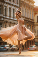 Ballet dancer in peach-colored costume