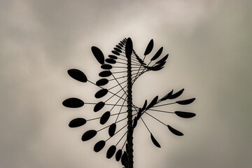 Closeup shot of a sign of wind direction on a cloudy day