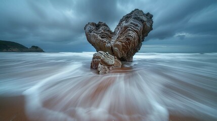 waves around the heart-shaped rock formation - Powered by Adobe