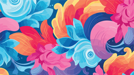 Fototapeta na wymiar Abstract background with floral swirls .. 2d flat cartoon