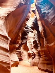 Vertical shot of the canyon caves, Antelope Canyon, Arizona, USA