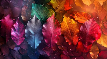 A collage of colorful leaves, each representing a different world cache