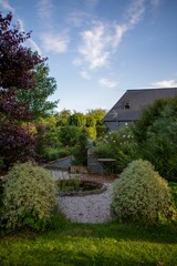 Vertical shot of a beautiful garden with green vegetation