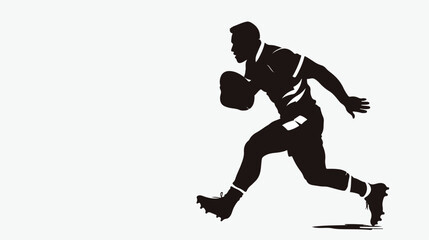 The silhouette of one caucasian rugby man player isolated