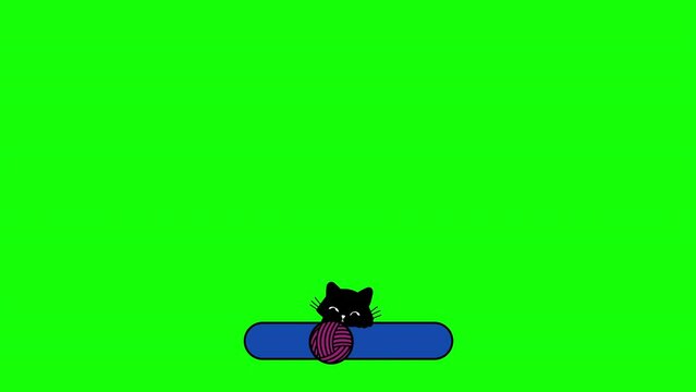 Subscribe like and bell button cute cat kids cartoon click animation 4K video with transparency Green Screen and Luma Matte (black and white mask) Spanish