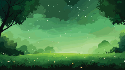 Background and green bokeh 2d flat cartoon vactor illustration