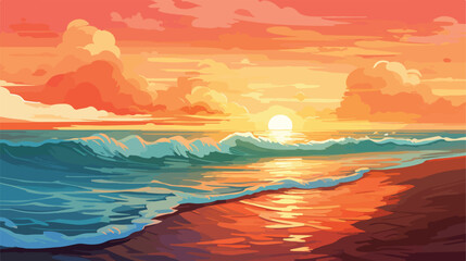 Background with sunset on the sea landscape Sand be