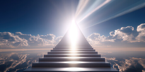 Stairway To Heaven With Light At Fat - obrazy, fototapety, plakaty