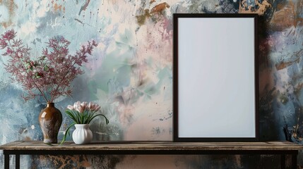 "Blank White Paper in Vertical Frame: Monet Inspired"