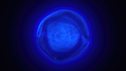 Blue  energy plasma futuristic magic round ball sphere. Abstract background